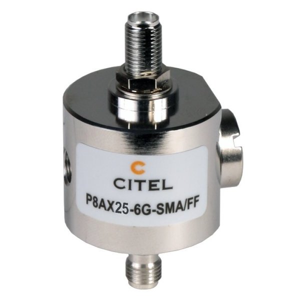 Citel Outdoor RF Protector, Dc-6.9 Ghz, Dc Pass, 90W, Imax 20Ka, F-F Sma Connector P8AX25-6G-SMA/FF
